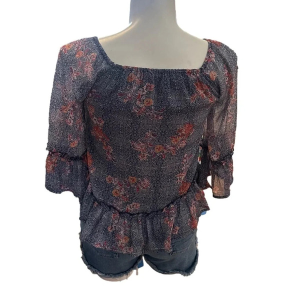 Lucky Brand Off the Shoulder Peasant Top Size Small - Picture 2 of 4